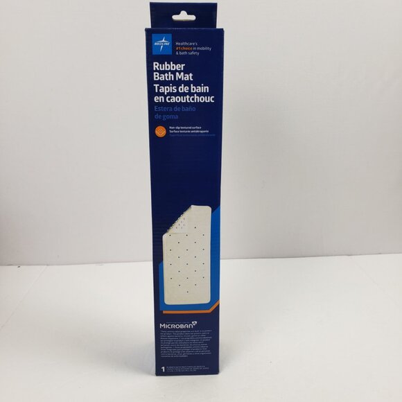 Medline Rubber Bath Mat 13x29 Off White Microban Non Slip - Picture 2 of 6
